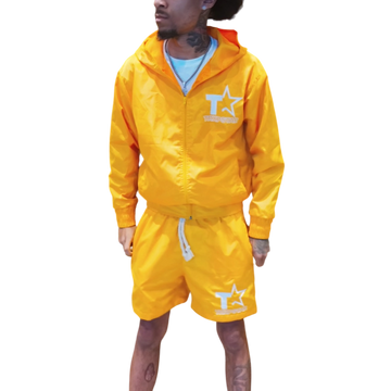 Yellow Windbreaker Short Set