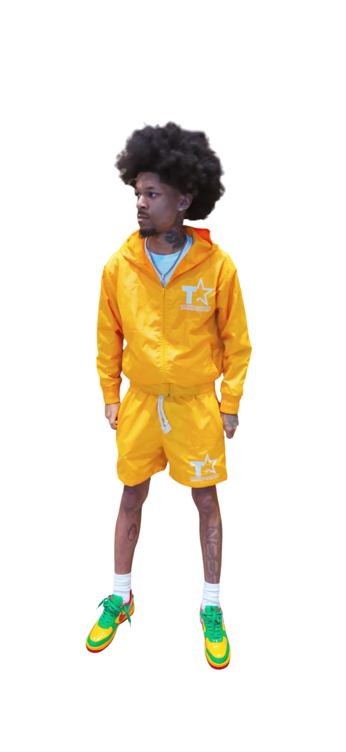 Yellow Windbreaker Short Set