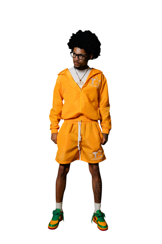 Yellow Windbreaker Short Set